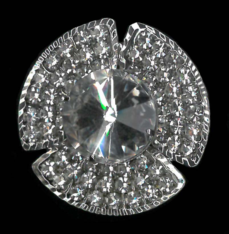 CRYSTAL BUTTON - NICKEL/CLEAR