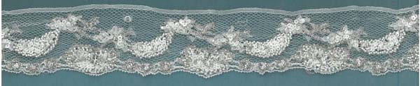 CRYSTAL BEADED SEQUIN FRENCH CHANTILLY EDGING - IV