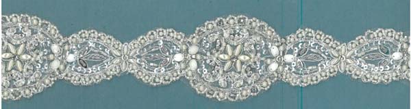 CRYSTAL BEADED SEQUIN EDGING - IVORY