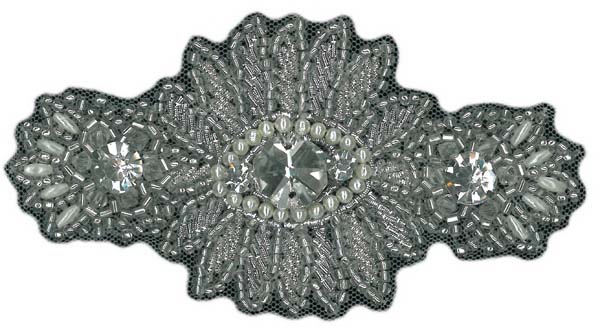 CRYSTAL BEADED MOTIF (SOLD SINGULARLY) - SIL/IV