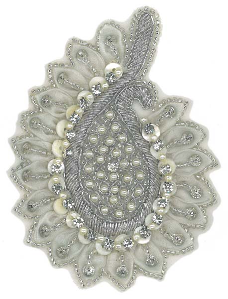 CRYSTAL BEADED MOTIF (SOLD SINGULARLY) - IV/SIL