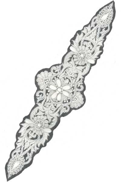 INDIAN 3D EMBROIDERED BEADED MOTIF (SOLD SINGULARLY) - IVORY