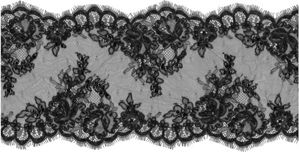 CORDED BEADED SEQUIN EDGING - BLACK