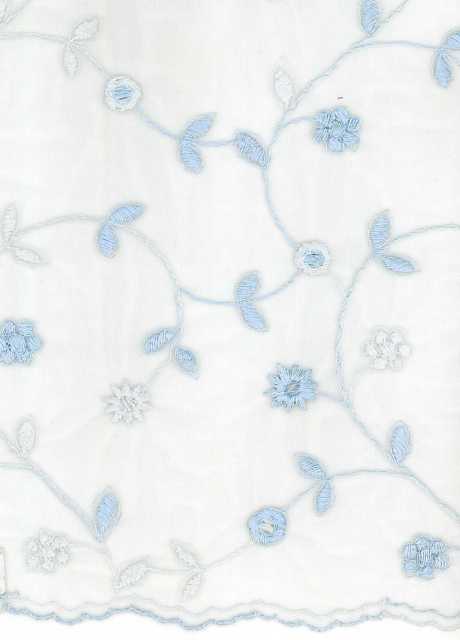 EMBROIDERED COTTON TULLE - ICE BLUE